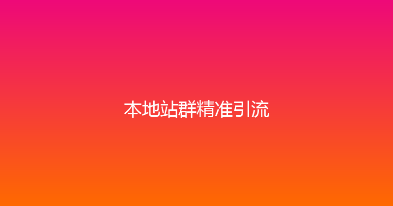 本地站群精准引流 封面图