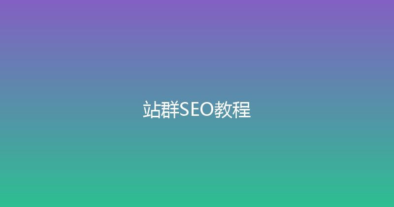 站群SEO教程 封面图