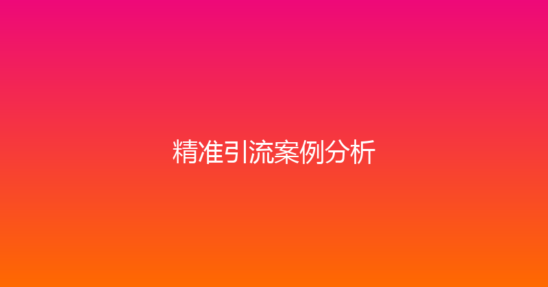 精准引流案例分析 封面图