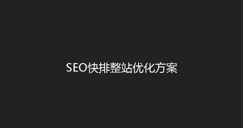 SEO快排整站优化方案 封面图